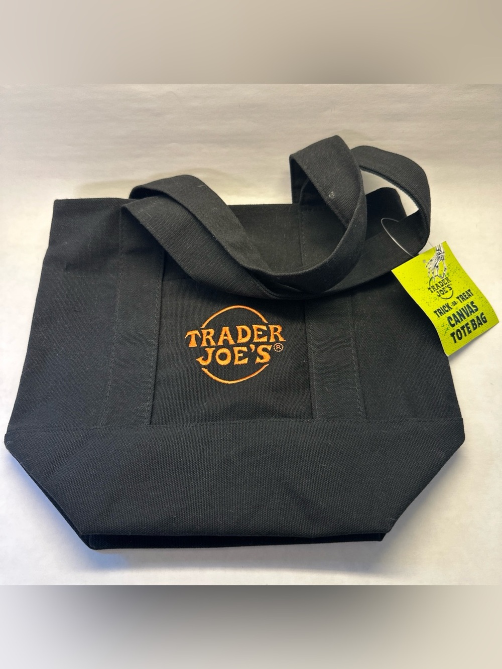 Trader Joe’s Halloween Mini Canvas Tote Bag Black SKU 81415 Embroidered NWT 2025